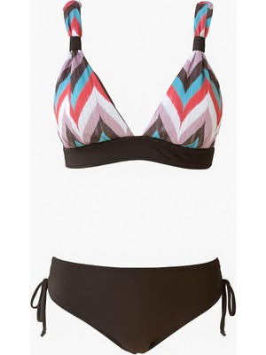 Adel Yüksek Bel Kenarı Bağcıklı Üçgen Toparlayıcı Bikini Takımı