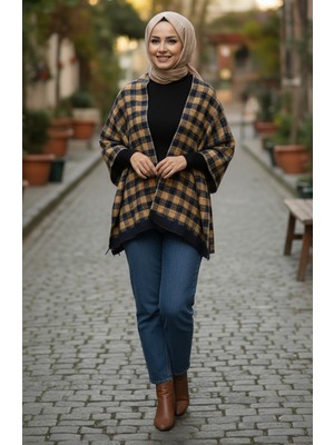 Omuz Şal 1093-01 Hardal Lacivert