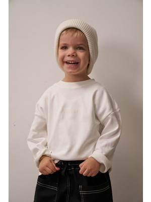 Oh la la Koala For Little Ones Beyaz Nakışlı Oversize  Uzun Kollu T-Shirt