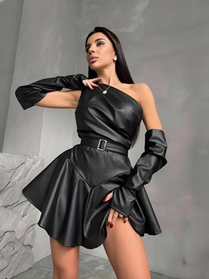 Havens Morina Şortlu Deri Tulum Elbise