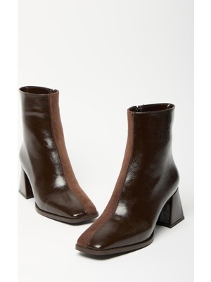 Madamra Kahverengi Rugan - Süet Kadın Küt Burun Minimal Bot