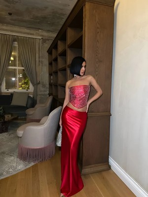 Havens Kristal Taşlı Büstiyer & Saten Etek Takım