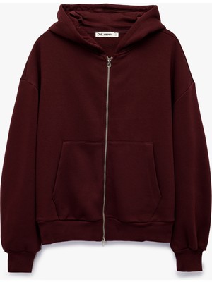 Koton Şardonlu Kapşonlu Uzun Kollu Fermuarlı Sweatshirt