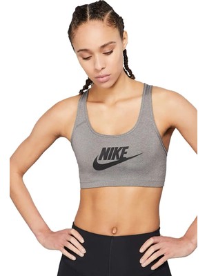 Nike Training Futura Swoosh Medium Support Sports Bra Kadın Spor Büstiyer Bra Gri