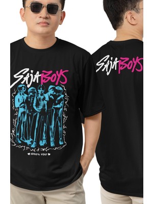 Fuddy Moda Unisex Saja Boys 1000% You Ense Baskılı Tişört, Oversize Kpop Demon Hunters Temalı T-Shirt
