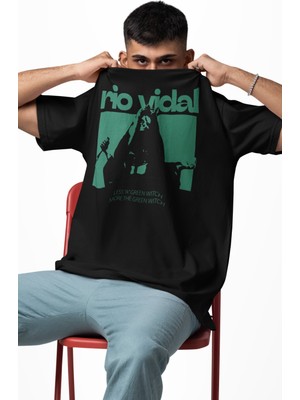 Fuddy Moda Unisex Rio Vidal Baskılı Tişört, Oversize Müzik Temalı Bisiklet Yaka T-Shirt