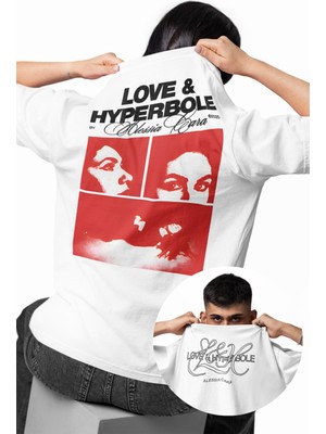 Fuddy Moda Unisex Love And Hyperbole Sırt Baskılı Tişört, Oversize Alessia Cara Temalı T-Shirt