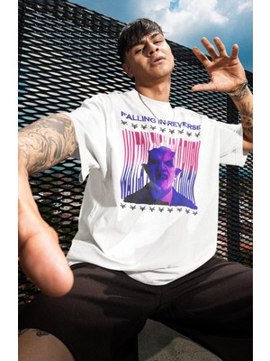 Fuddy Moda Unisex Watch The World Burn Yazılı Tişört, Oversize Rock Band Falling In Reverse Baskılı T-Shirt