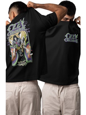 Fuddy Moda Unisex Patient Number 9 Sırt Baskılı Tişört, Oversize Ozzy Osbourne Temalı T-Shirt