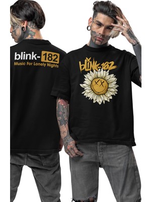 Fuddy Moda Unisex Music For Lonely Nights Ense Baskılı Tişört, Oversize BLINK-182 Temalı Bisiklet Yaka T-Shirt