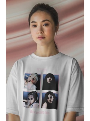 Fuddy Moda Unisex How You Like That Yazılı Tişört, Oversize Blackpink Kpop Şarkı Temalı Bisiklet Yaka T-Shirt