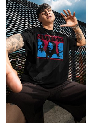 Fuddy Moda Unisex Biffy Clyro Ellipsis Baskılı Tişört, Oversize Rock Müzik Temalı Bisiklet Yaka T-Shirt