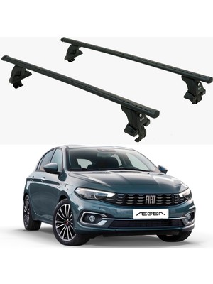 Turtle Can Carry Rex Fiat Egea Sedan için Oluksuz Tavan Portbagaj Ara Atkı Seti, Renk Gri