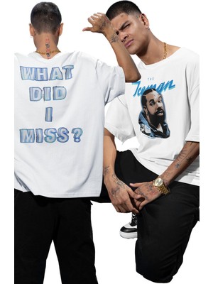 Fuddy Moda Unisex The Iceman Sırt Baskılı Tişört, Oversize Drake Rap Temalı Bisiklet Yaka T-Shirt