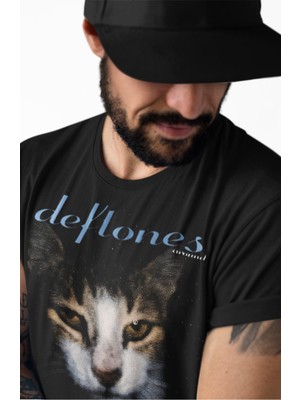 Fuddy Moda Unisex Deftones Cat Baskılı Tişört, Oversize Rock Band Temalı T-Shirt