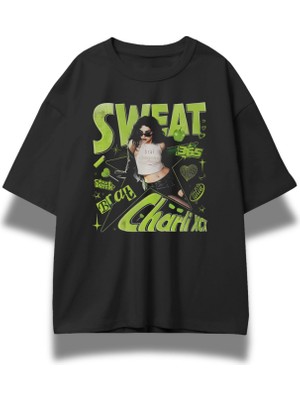 Fuddy Moda Unisex Sweat Yazılı Tişört, Oversize Charli Xcx Baskılı T-Shirt