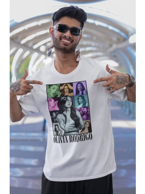 Fuddy Moda Unisex Olivia Rodrigo Yazılı Tişört, Oversize Or Müzik Temalı Bisiklet Yaka T-Shirt