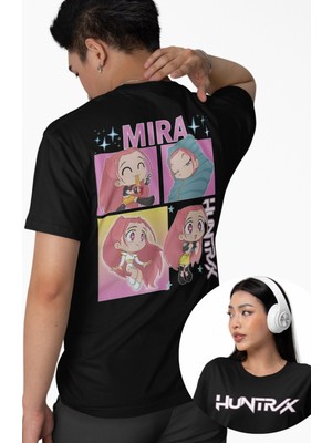 Fuddy Moda Unisex Huntrix Mira Sırt Baskılı Tişört, Oversize Demon Hunters Temalı Bisiklet Yaka T-Shirt