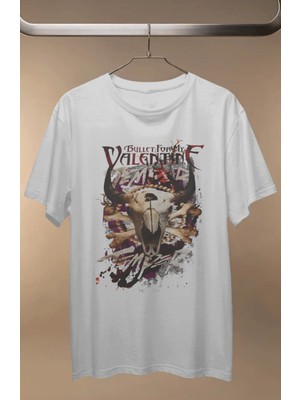 Fuddy Moda Unisex Bullet For My Valentine Baskılı Tişört, Oversize Rock Band Temalı Bisiklet Yaka T-Shirt