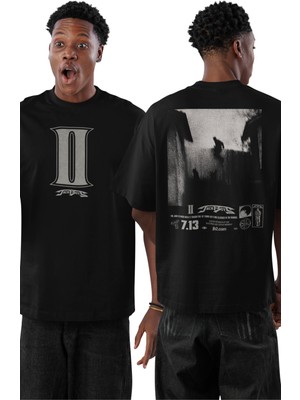 Fuddy Moda Unisex 7.13 Jackboys Sırt Baskılı Tişört, Oversize Travis Scott Temalı Siyah T-Shirt