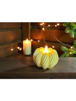 Akn 3D Baskı Bal Kabağı Tea Light Gece Lambası  | Pilli LED Işık | 6 Cm*9 cm Alevsiz