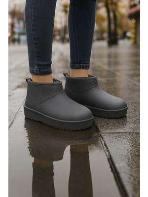 ModaFrato Softwarm Kadın Yünlü Yağmur Çizmesi Su Geçirmez Kar Botu Kısa Bot Içi Kürklü