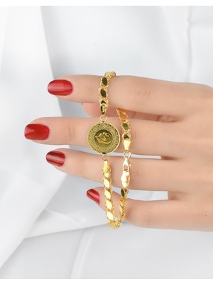 Kuyumcu Nurettin 4,70 gr (Gram) Pullu Çeyrekli Bileklik 22 Ayar Altın