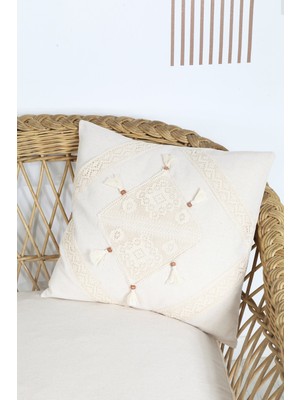 Bedinn Boho Kırlent Kılıfı diamond dantel 45x45 Cm