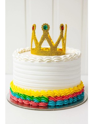 Epilons Altın Işıltılı Pasta Üstü Taç Plastik