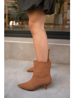 Laminta Saves Düz Dikiş Detaylı Kadın Bot - Taba Süet