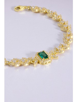 Innuendo 925 Ayar Gümüş Üzeri Altın Kaplama Zirkon Taşlı Baget Bileklik