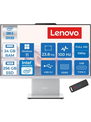 Lenovo Ideacentre Aıo 24IRH9 Intel Core I5-13420H 24GB Ddr5 256GB SSD Windows 11 Home UHD Graphics 23.8 Inç FHD(1920X1080) IPS 100HZ 99% Srgb All In One Bilgisayar ICF0HN0054TRH06 + Zetta Flash Bellek