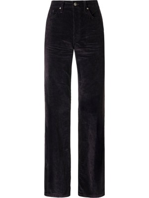 Denim Trip Bootcut Fit Yüksek Bel Mürdüm Mor Kadın Kadife Pantolon