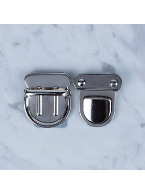 Sad Loren Metal Çanta Kilidi Büyük Gümüş