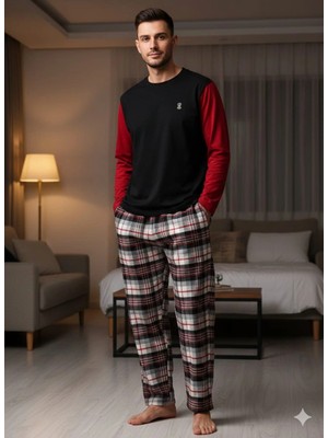 Pijaluks Pijalüx Tek Alt Ekose Kalın Poplin Pijama