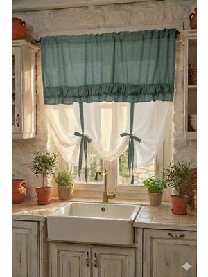 Cotton Maison Country Style Potlu Perde Çift Fırfırlı