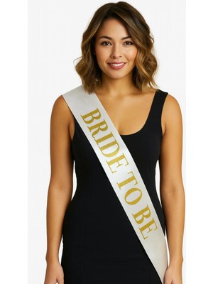 Epilons Beyaz Saten Üzerine Kalın Altın Bride To Be Kuşağı