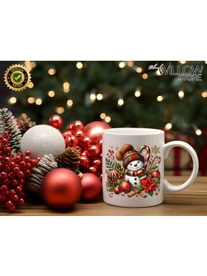 Willow Store Noel Sevimli Kardan Adam 18 Temalı Porselen Kupa Bardak,yılbaşı,merry Christmas,hediyelik