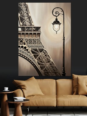 Tablomega Eyfel Kulesi Eski Sokak Lambası Dekoratif Kanvas - Mdf Ahşap Tablo