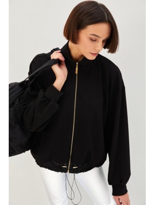 Allyco Gold Fermuarlı Paraşüt Kumaşlı Regular Örme Sweatshirt