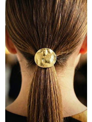 Modex Altın Rengi Kıvrımlı Oval Metal Lastik Toka (Ölçü:4 Cm)