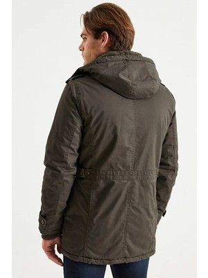 Dynamo Erkek Haki Kapüşonlu Kürk Astarlı Su Geçirmez Kalın Kaban 2445