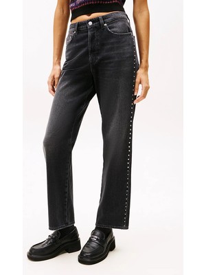 Tommy Hilfiger Layla Yüksek Bel Dar Kesim Düz Paça Rahat Kadın Siyah Jeans DW0DW215151BZ