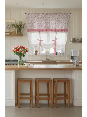 Cotton Maison Potlu Tül Perde Provence Fırfırlı Rose