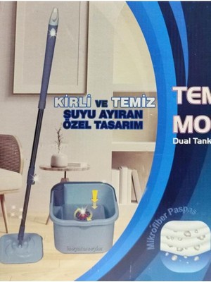 Fazladan Paspas Hediyeli Kirli ve Temiz Su Otomatik Ayıran Mikrofiber Set Ultra Hijyen Mop Temizlik