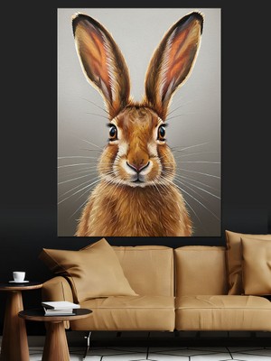 Tablomega Uzun Kulaklı Sevimli Tavşan Dekoratif Kanvas - Mdf Ahşap Tablo