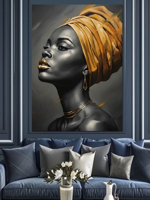 Tablomega Başlıklı Afrikalı Kadın Portresi Dekoratif Kanvas - Mdf Ahşap Tablo