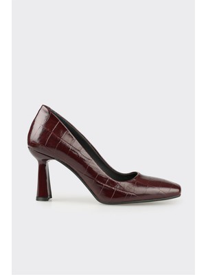 Elle Bordo Deri Kadın Stiletto