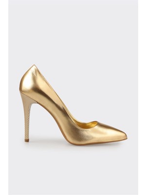 Elle Gold Deri Kadın Stiletto