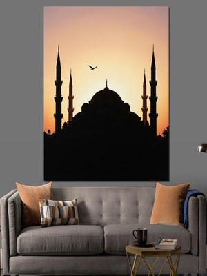 Karizma Tablo Sultanahmet Silüeti Cami Minare Dekoratif Kanvas - Mdf Ahşap Tablo